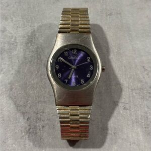 Vintage Geneva Watch Water Resistant Quartz Purple Face Needs New Battery